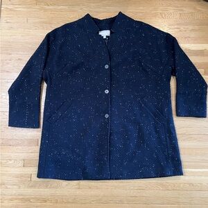 Womens 28 W Textured Weave Navy Pea Coat Babydoll, A Line, Eclectic Granny Core
